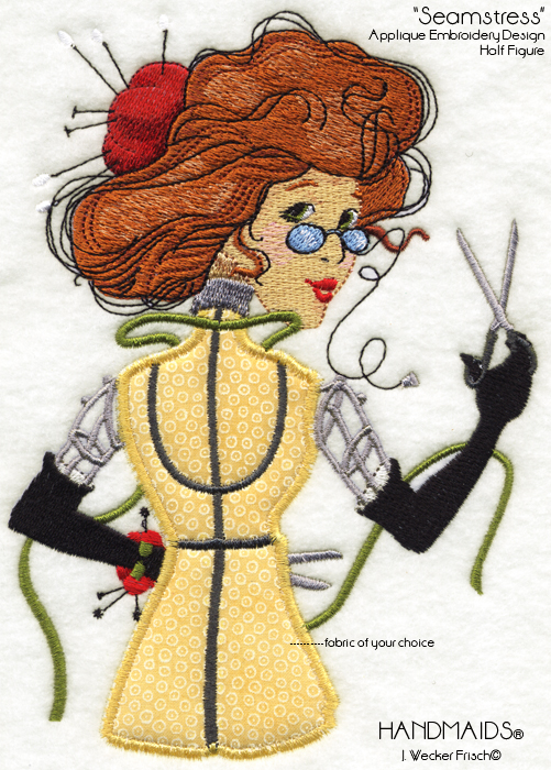 Seamstress – She Who Sews Applique Machine Embroidery Design, Half